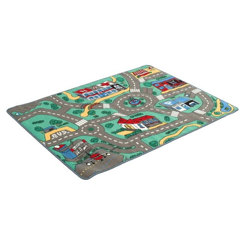 Playzone Mats Big City Carpet Play Mat with 4 Wooden Cars 13395