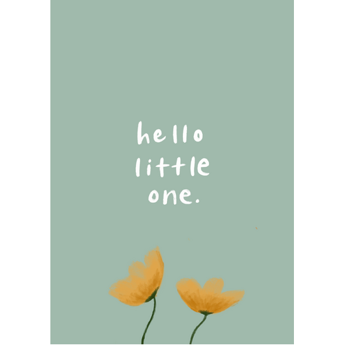 Honeysuckle. Baby Shower Greeting Card 'Hello Little One''