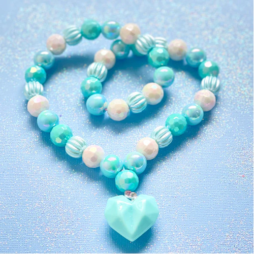 Sweet As Sugar Beaded Necklace - Blue Heart A07