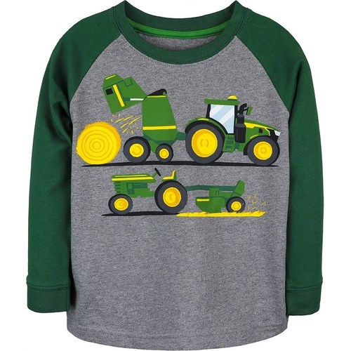 John Deere Hay Baler Long Sleeve T-Shirt/Tee Grey/Green Toddler - Size 2