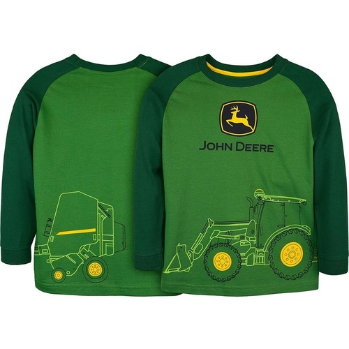 John Deere Hay Baler Wrap Long Sleeve T-Shirt/Tee Green Childrens - Size: 5