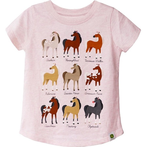 John Deere Horse Breeds Pink T-Shirt Child Size - 5