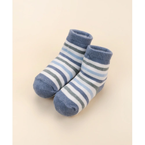 Lummi in Colour Baby Socks - Blue/Green Stripes 0-6 Months