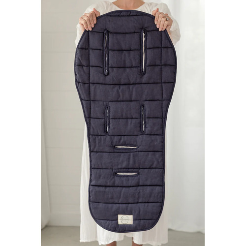 French Linen Label Pram Liner Assorted [Colour: Washed Navy] **