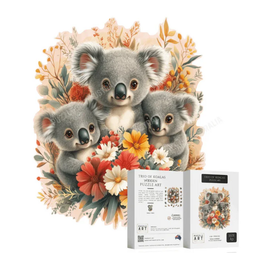 Puzzle Art Trio of Koalas Wooden Puzzle [Size: A3]
