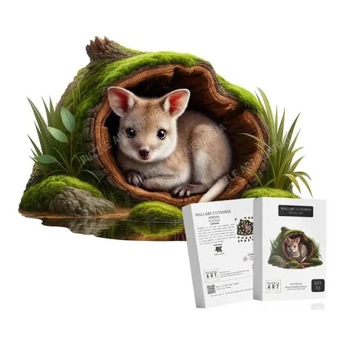 Puzzle Art Wallaby Cuteness Wooden Puzzle