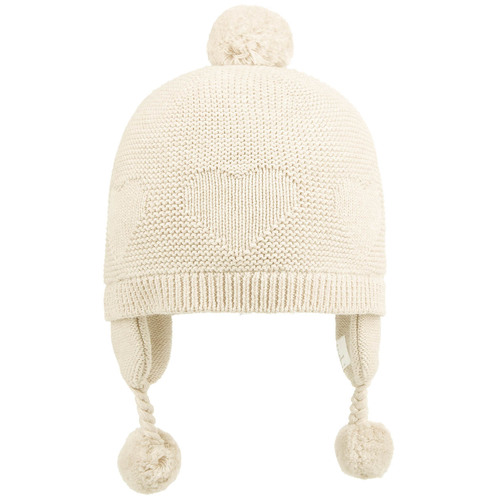 Toshi Organic Earmuff Beanie [Style: Heart] [Colour: Feather] [Size : XS NB to 8mths (43cm)]